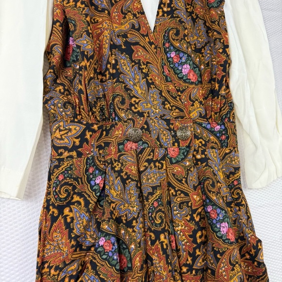 R.J Stevens Vintage Paisley Patterned Brown Midi Dress Size 8 - Picture 4 of 10